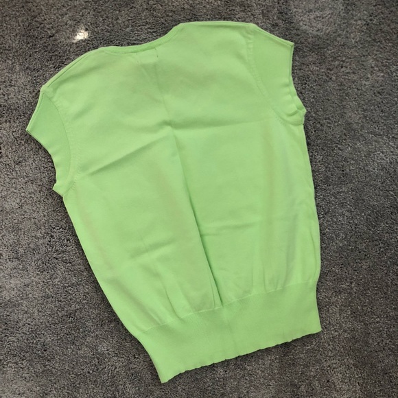 Lime Top Rafaella embroidered flower sweater Lightweight Cap-sleeve Crewneck L - Picture 3 of 7